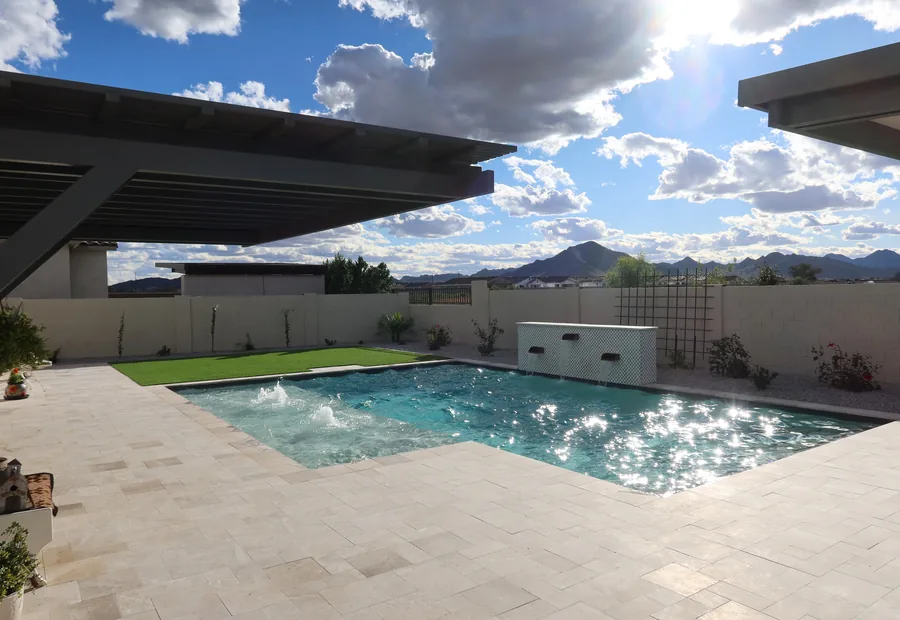 Outdoor living patio and pool finish