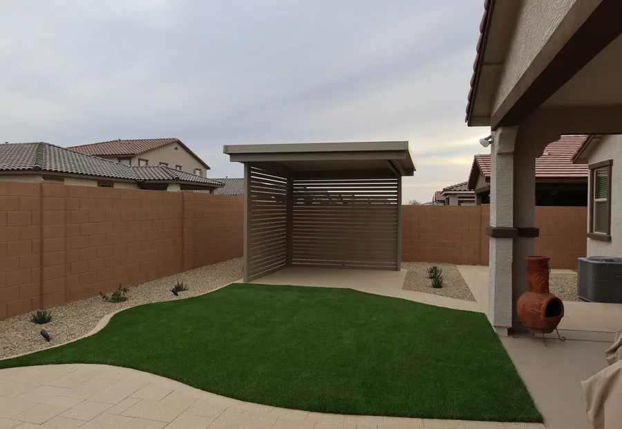 Backyard landscape and outdoor living zone